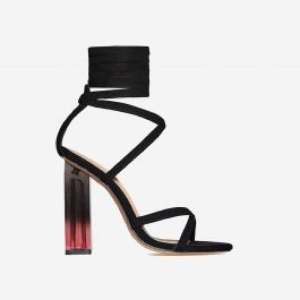Amina Red Perspex Heel Faux Suede-Ego Official
